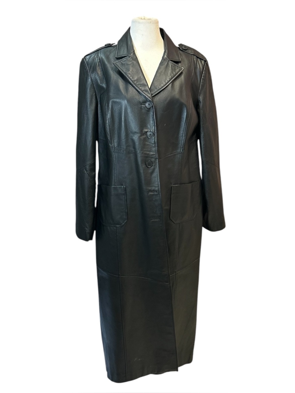 Y2K Newport News Full Length Leather Coat